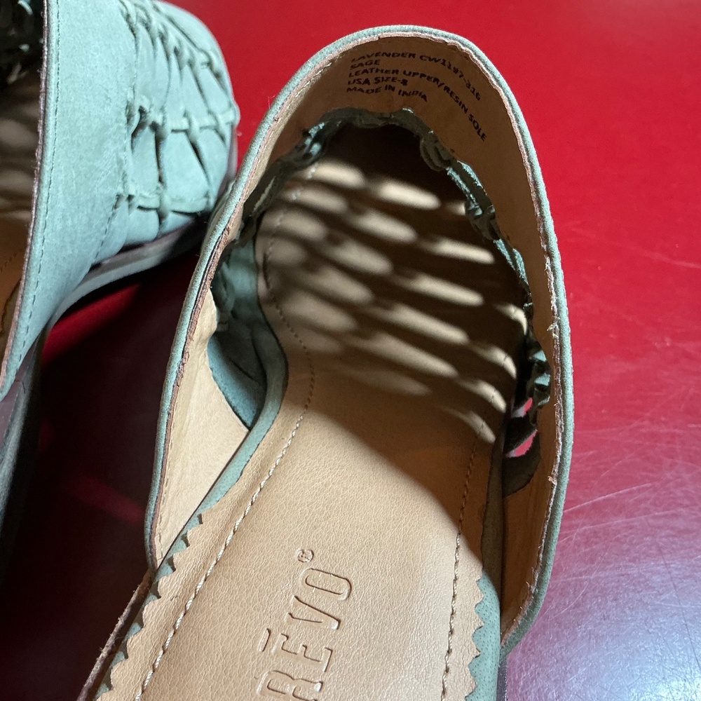 Mule Slides 8 leather woven Sage Green Slip-On Clogs Coastal Boho Resort Crevo - Picture 13 of 15